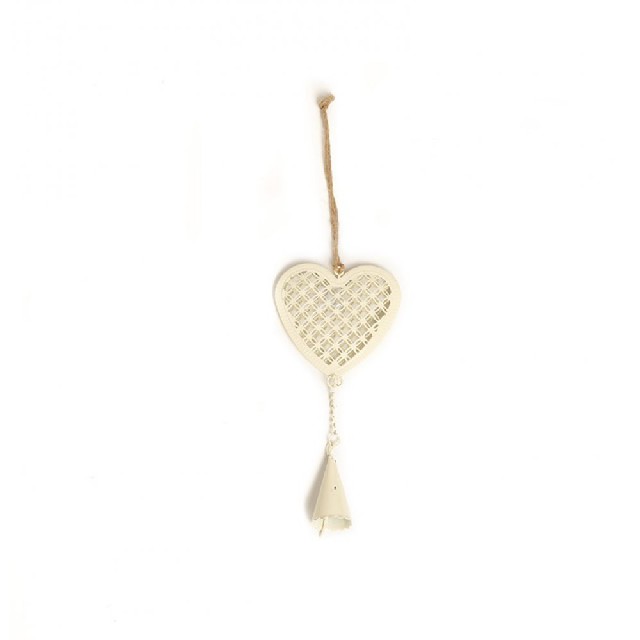 COLGANTE METAL CORAZON BEIGE 30CM