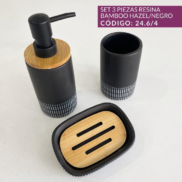 SET DE ACCESORIOS 3 PIEZAS CON BAMBOO NEGRO