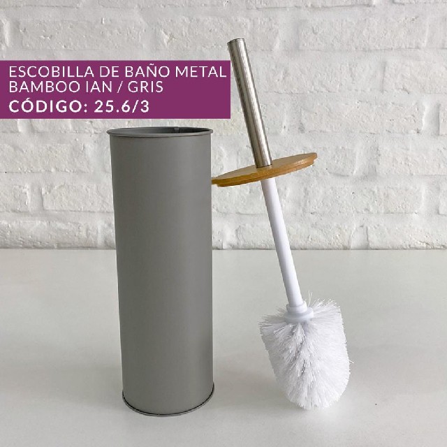 ESCOBILLA IAN METAL BAMBOO GRIS