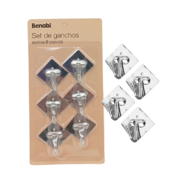 PERCHA ADHESIVA X6 ACERO