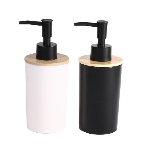 DISPENSER BANO BCO/NGRO TAPA BAMBU