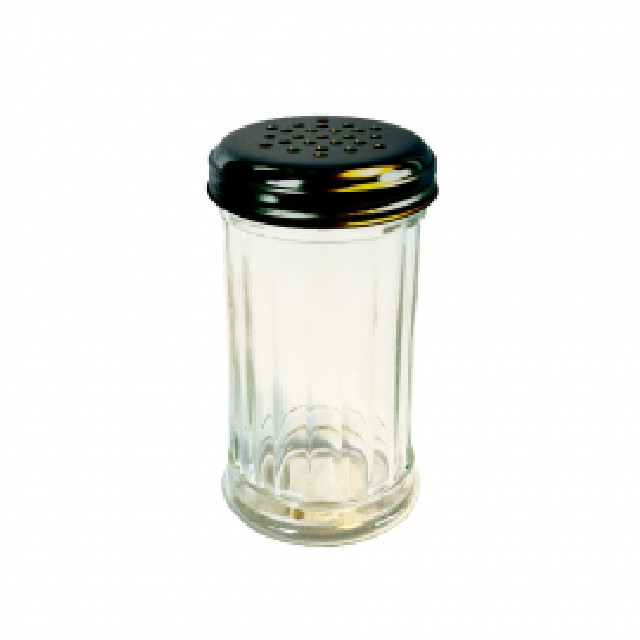 SALERO / QUESERA VIDRIO TAPA NEGRO